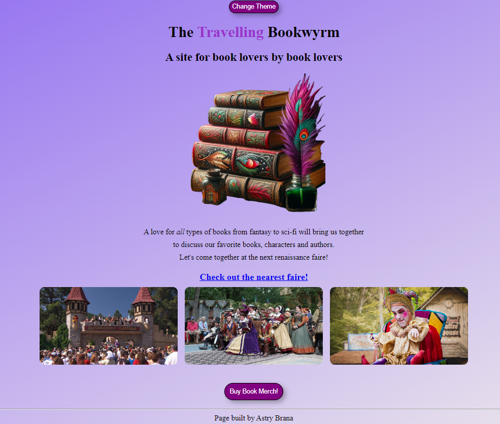 purple site about books and renaissance fairs